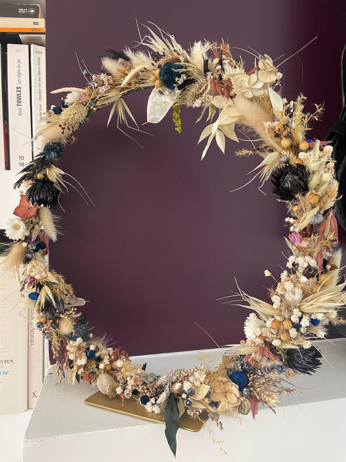 Couronne fleurs séchées - à poser
