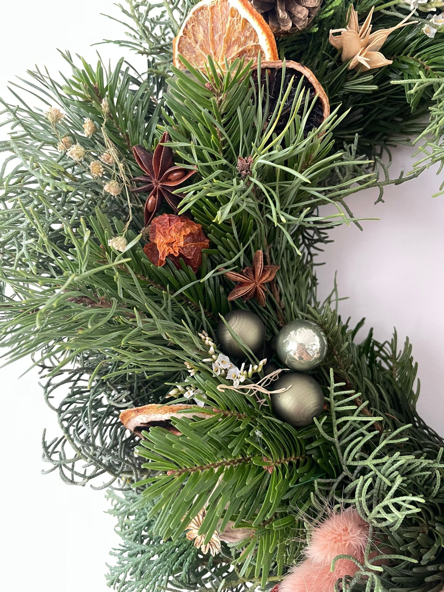 Couronne de Noël - naturel et orangé
