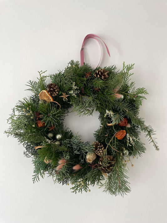 Couronne de Noël - naturel et orangé