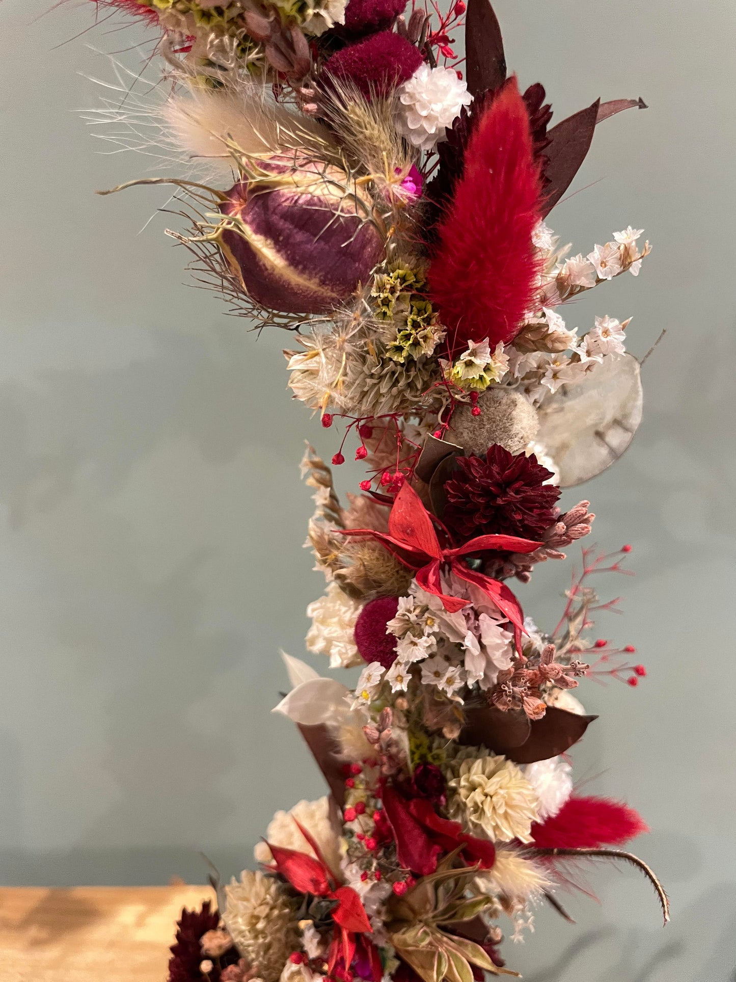 Couronne de fleurs séchées à poser