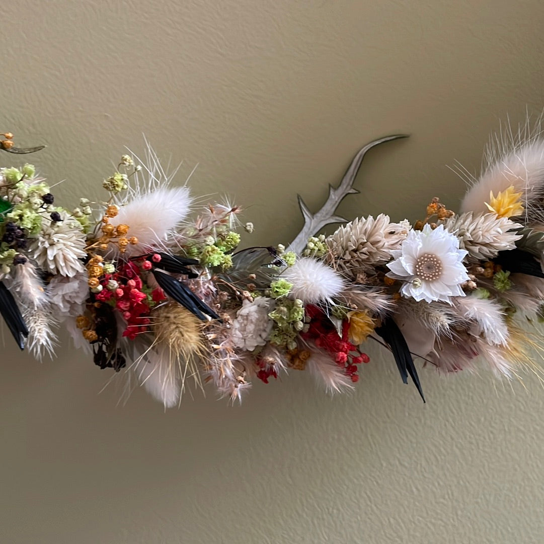 Couronne de fleurs séchées - à suspendre