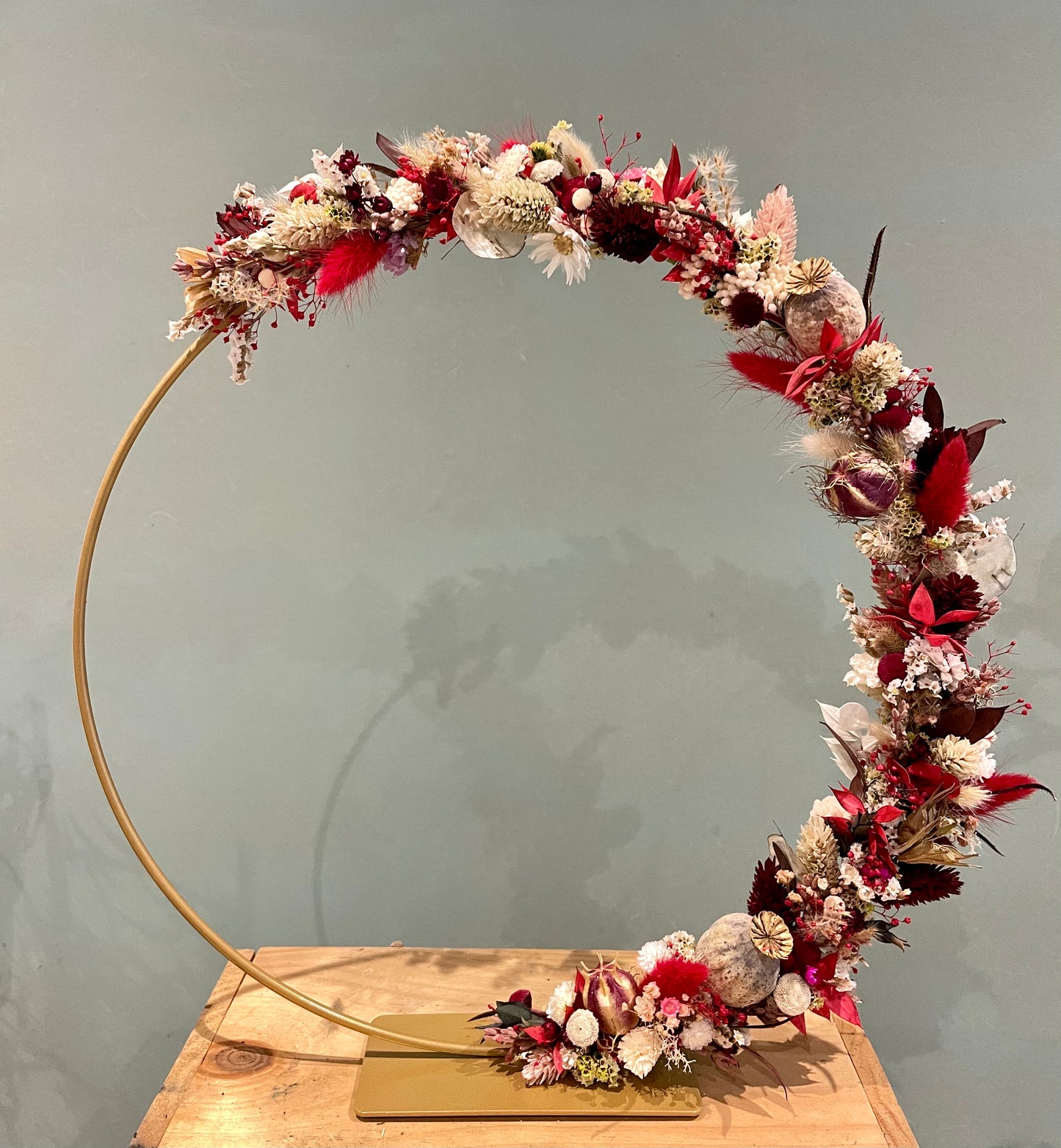 Couronne de fleurs séchées à poser