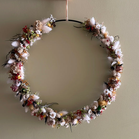 Couronne de fleurs séchées - à suspendre